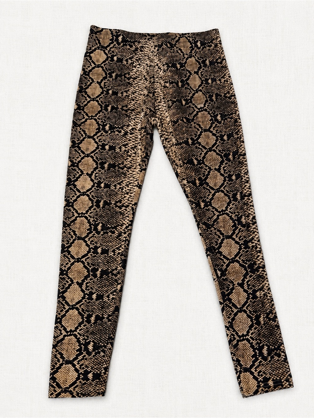 Animal-Print Slim Leggings in Black & Tan
